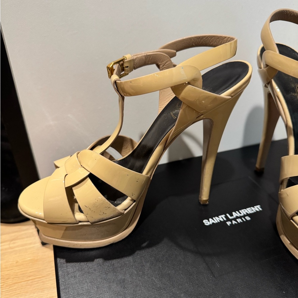 statement piece Saint Laurent Beige TRIBUTE Heels size 5.5 ysl - Picture 3 of 8